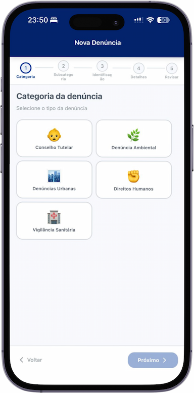 Denúncia — passo 1