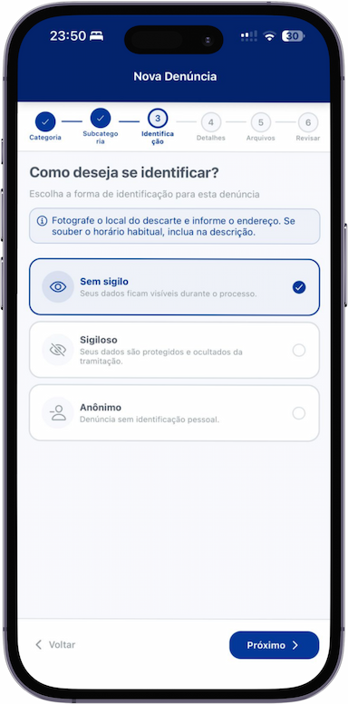 Denúncia — passo 3